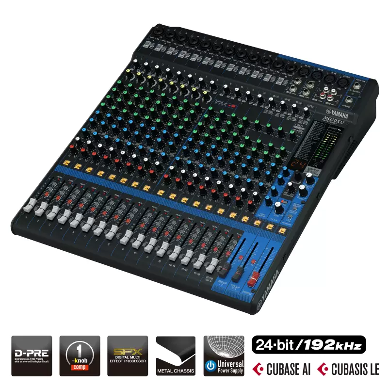 Yamaha Analog 20 Channel Mixing Console with Fader-MG20XU